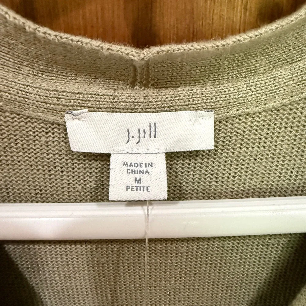 J.‎ Jill Sage Green Linen Blend Button Front Short Sleeve Cardigan Dress MP NEW